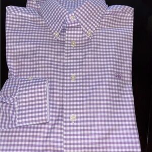 Brooks Brothers Madison Lavender Gingham Check Button Down Shirt. Non Iron. EUC